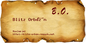Blitz Orbán névjegykártya